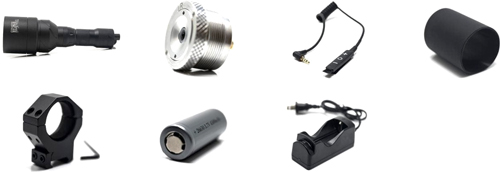 A collection of various tactical equipment parts