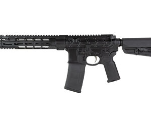 Black modern semi-automatic rifle on white background