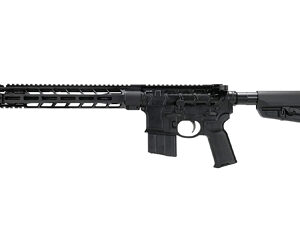 Black AR-15 style semi-automatic rifle