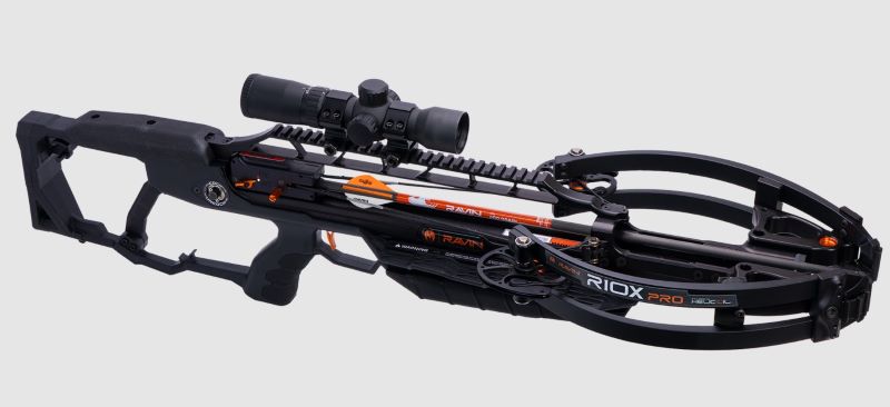 Modern black crossbow with mounted scope