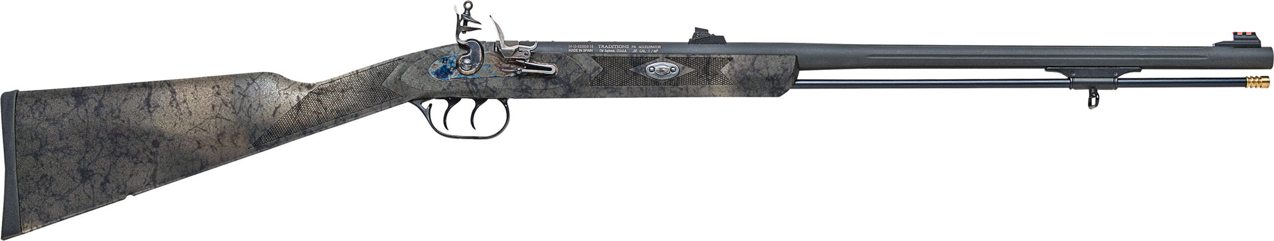 Modern muzzleloader rifle with camo stock
