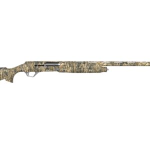Camouflaged shotgun on a white background