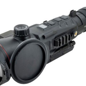 Thermal imaging rifle scope on white background
