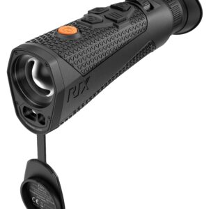 Black handheld laser rangefinder monocular with textured grip