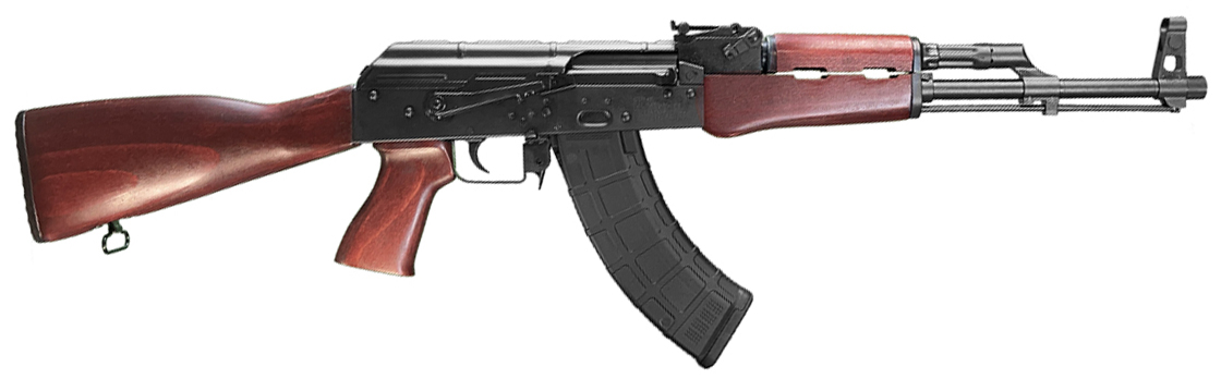 AK-47 style rifle with wooden stock