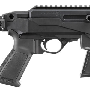 Black tactical-style semi-automatic carbine rifle