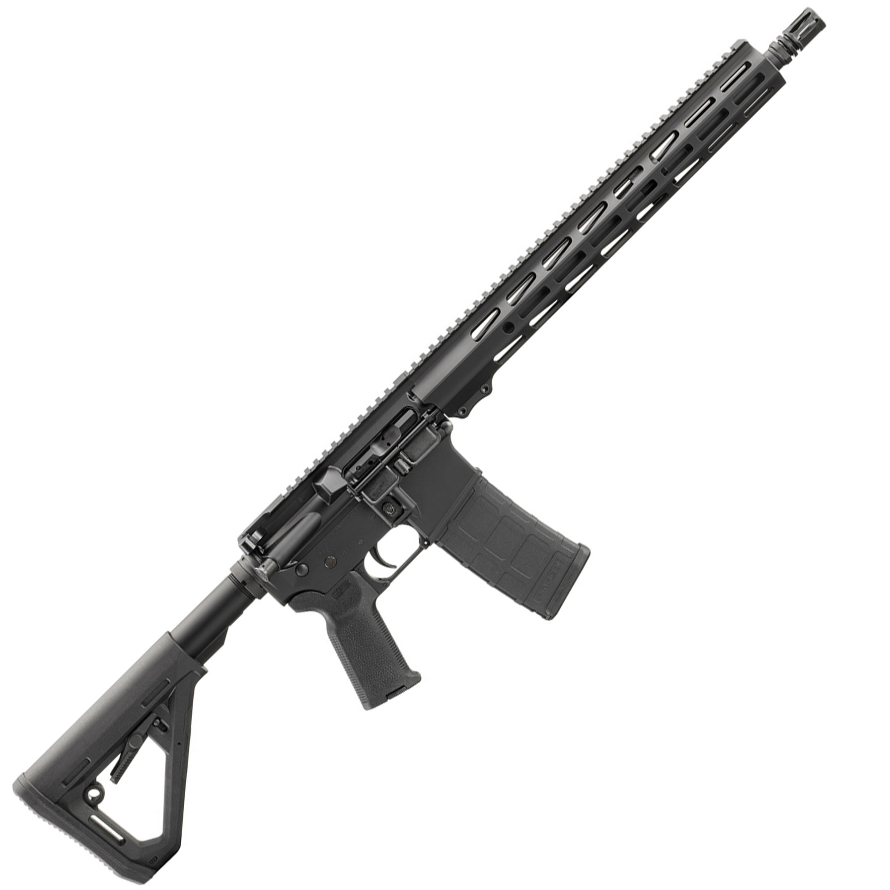 Black rifle with handguard and magazine