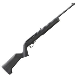 Black bolt-action rifle isolated on white background