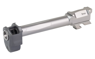 9mm handgun barrel on white background