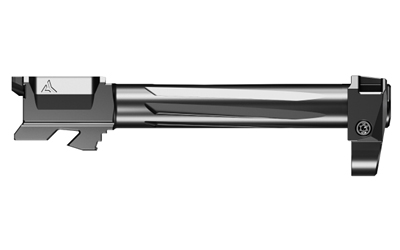 Fluted pistol barrel component on white background