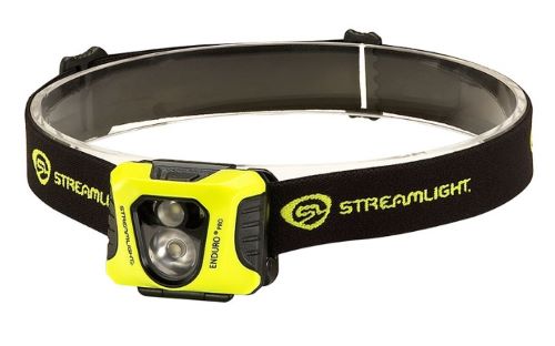 Bright yellow headlamp with adjustable strap.