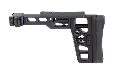 Black adjustable rifle stock on white background