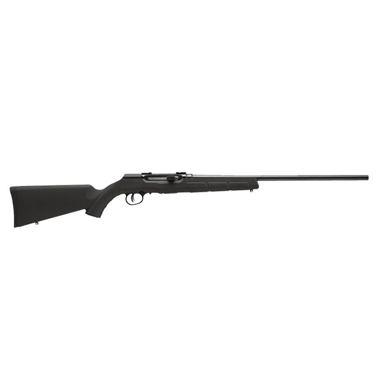 Black bolt-action rifle on white background