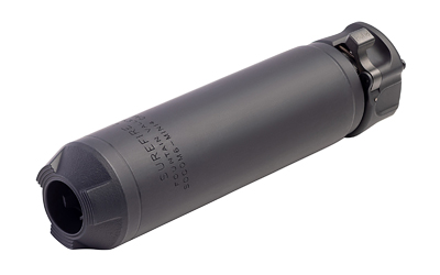 Cylindrical firearm suppressor on white background