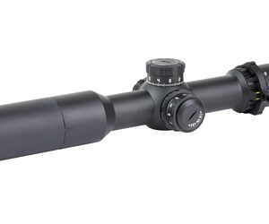 Black tactical rifle scope isolated on white background