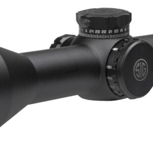 Black SIG Sauer rifle scope on white background