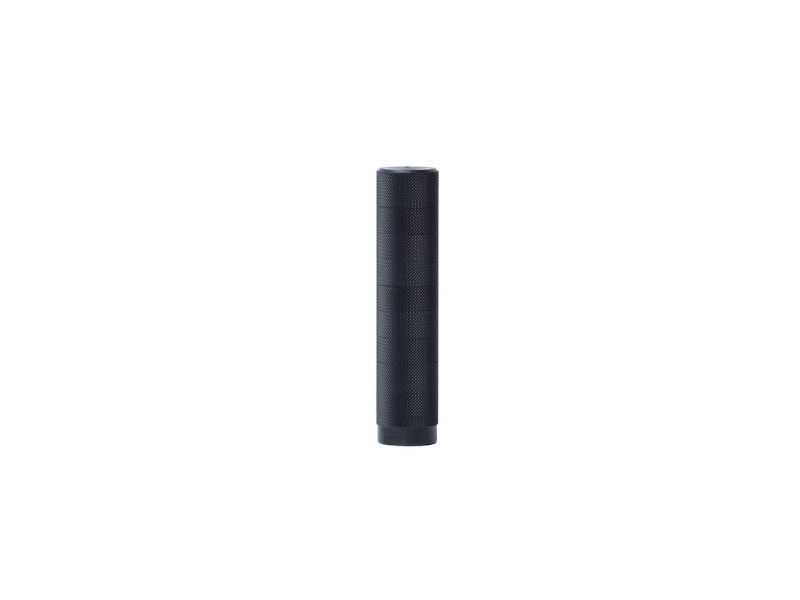 Black textured foam roller on white background