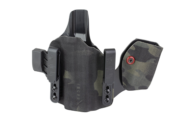 Camouflage tactical holster with belt clips attached