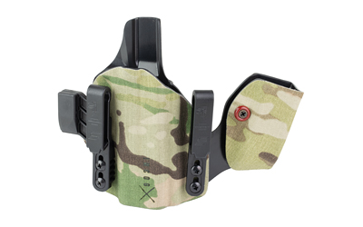 Camouflage Kydex handgun holster with attached magazine pouch