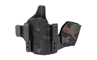 Camouflage-patterned handgun holster with belt clip