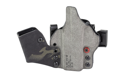 Handgun in black and gray holster