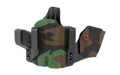 Camouflage handgun holster with dual belt clips