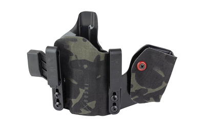 Camouflage Kydex handgun holster with magazine carrier