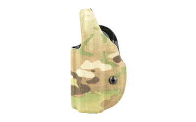 Camouflage handgun holster with firearm partially visible