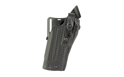 Black tactical handgun holster with textured surface