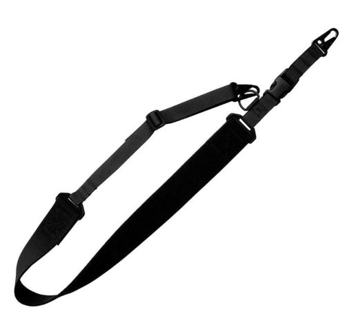 Black adjustable shoulder strap with metal clips