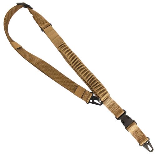 Tan tactical rifle sling with padded shoulder strap