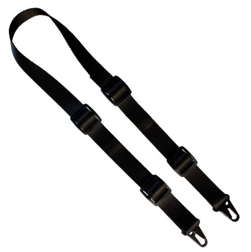 Black adjustable shoulder strap with plastic clips