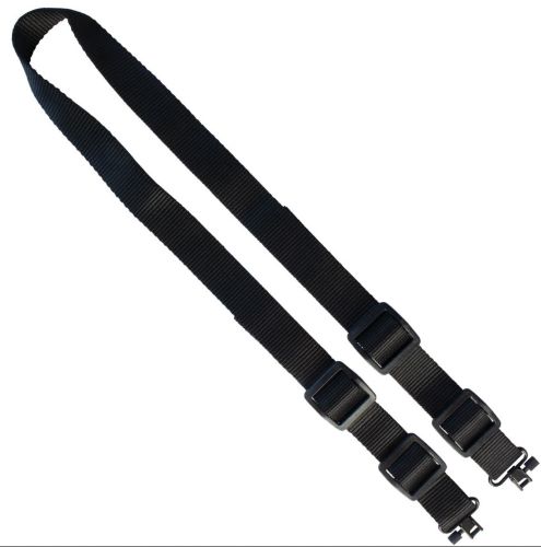 Two black adjustable nylon straps with buckles