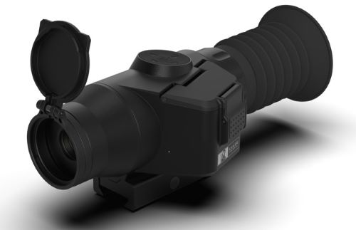 Black thermal imaging monocular device on white background