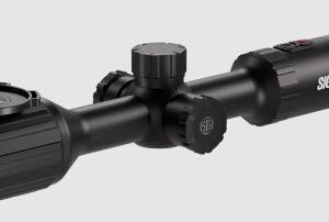 Sig Sauer rifle scope on white background