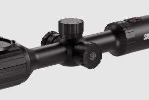 Sig Sauer rifle scope on white background