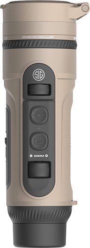 Tan handheld thermal monocular with control buttons