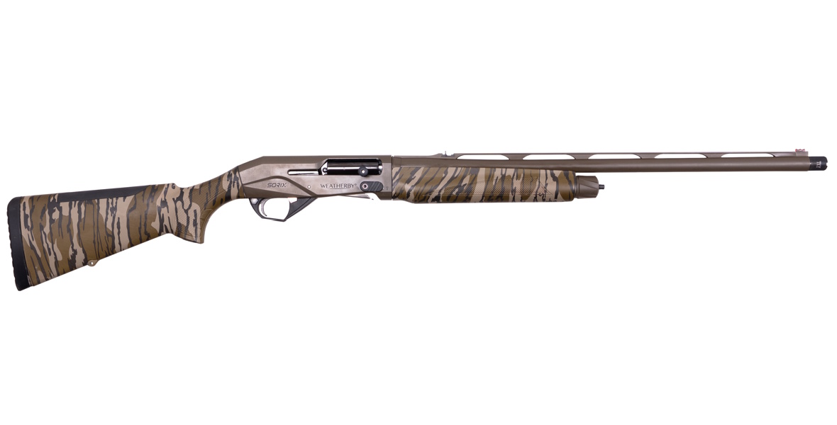 Weatherby shotgun with camouflage design.