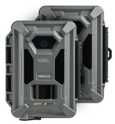 Two rugged SPYPOINT FORCE-24 trail cameras.