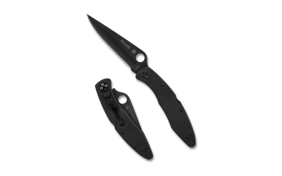 Black folding knife open and closed