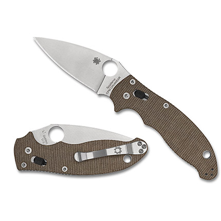 Two folding knives with brown textured handles