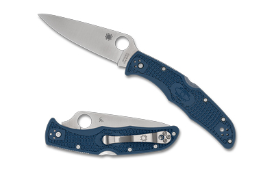 Blue handled folding pocket knife open and closed