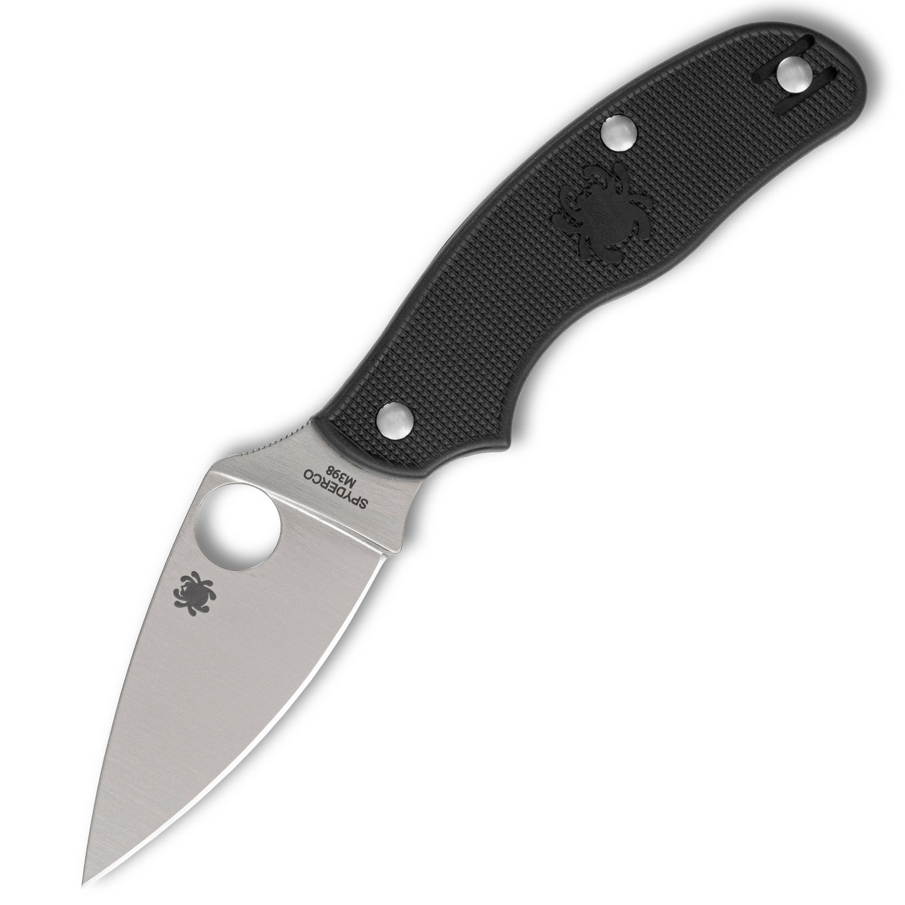 Spyderco folding knife with black textured handle