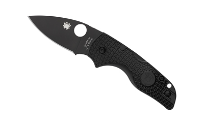 Black folding knife with textured handle
