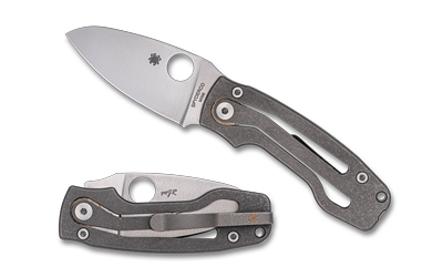 Gray folding pocket knife open and closed