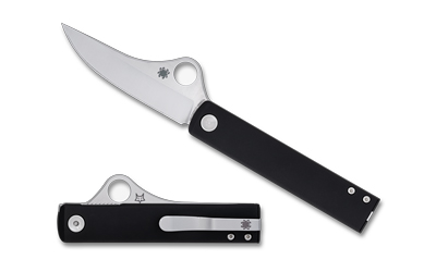 Black folding pocket knife with silver blade