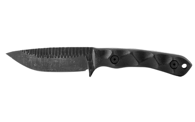 Hand-forged fixed-blade knife with textured blade