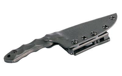 Fixed-blade knife with sheath on white background