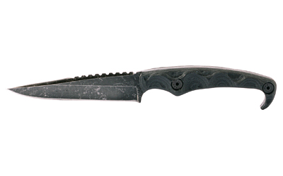 Curved-handle knife with pointed blade on white background