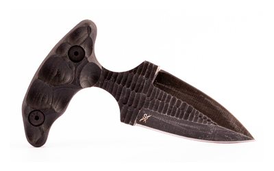 Compact fixed-blade knife with textured curved handle